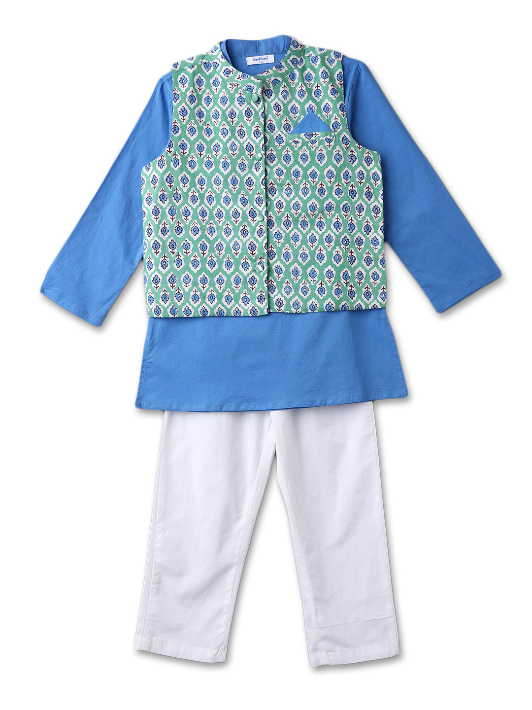Ethnic Cotton Kurta Set for Boys | Boys Kurta with Waistcoat and Pants | 1 to 5 Years