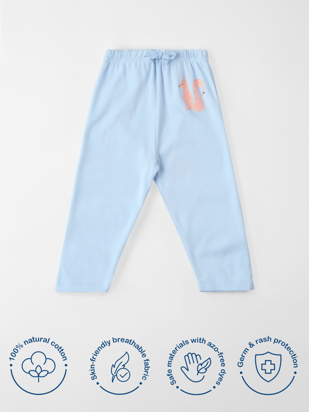 Nautinati Cotton Solid and Forest AOP Pack of 2 Pants Set for Baby Girls
