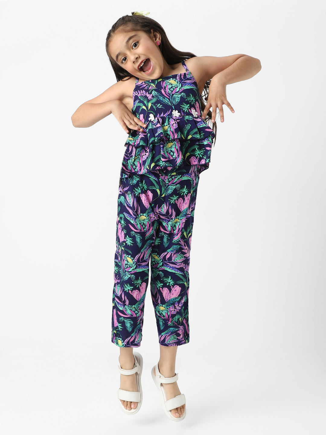 Nautinati Girls' Combo Set of Tiered Top and Bottoms