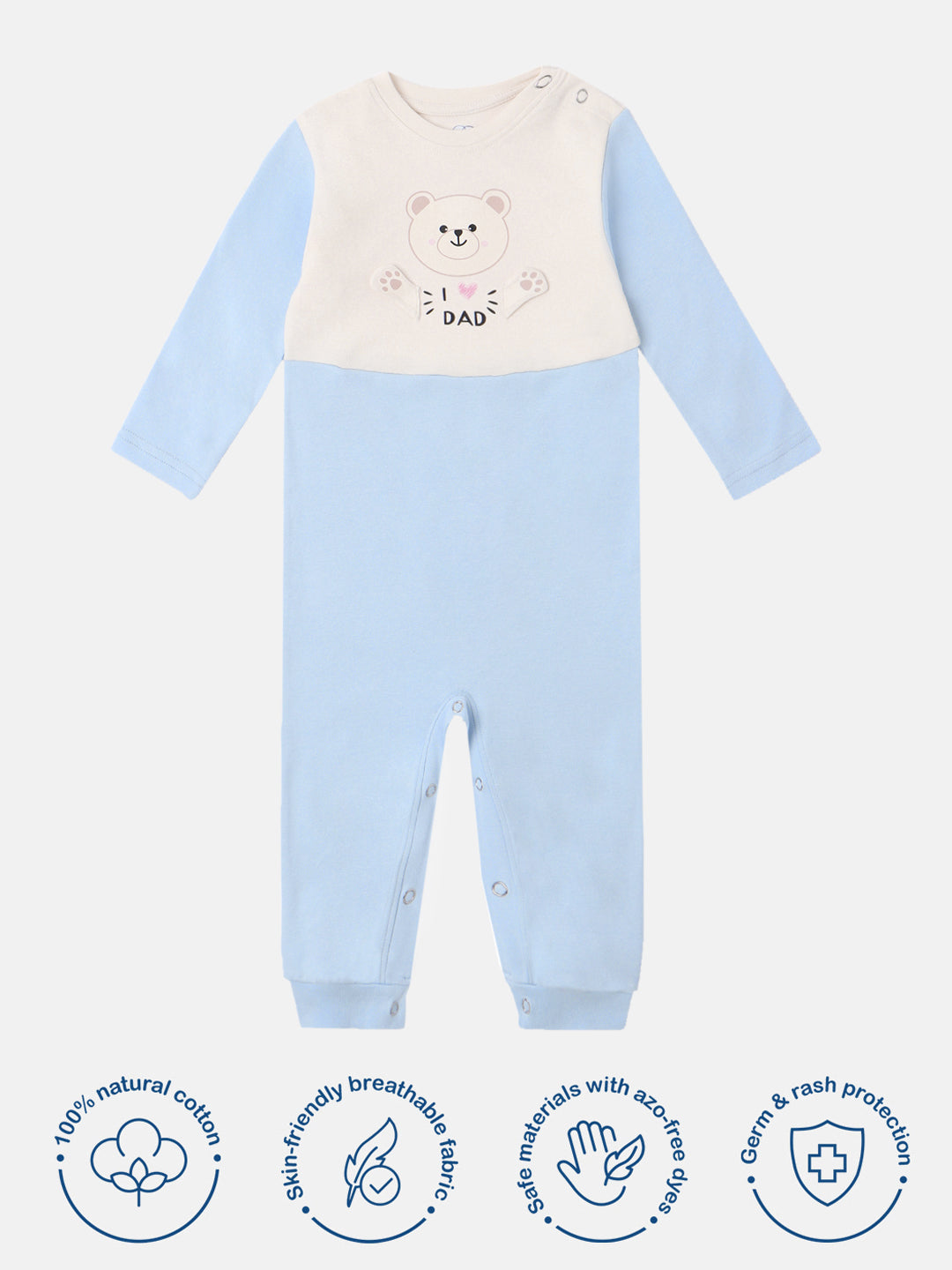 Nautinati Infants Premium Cotton Colourblock & Graphic Printed Sleepsuit