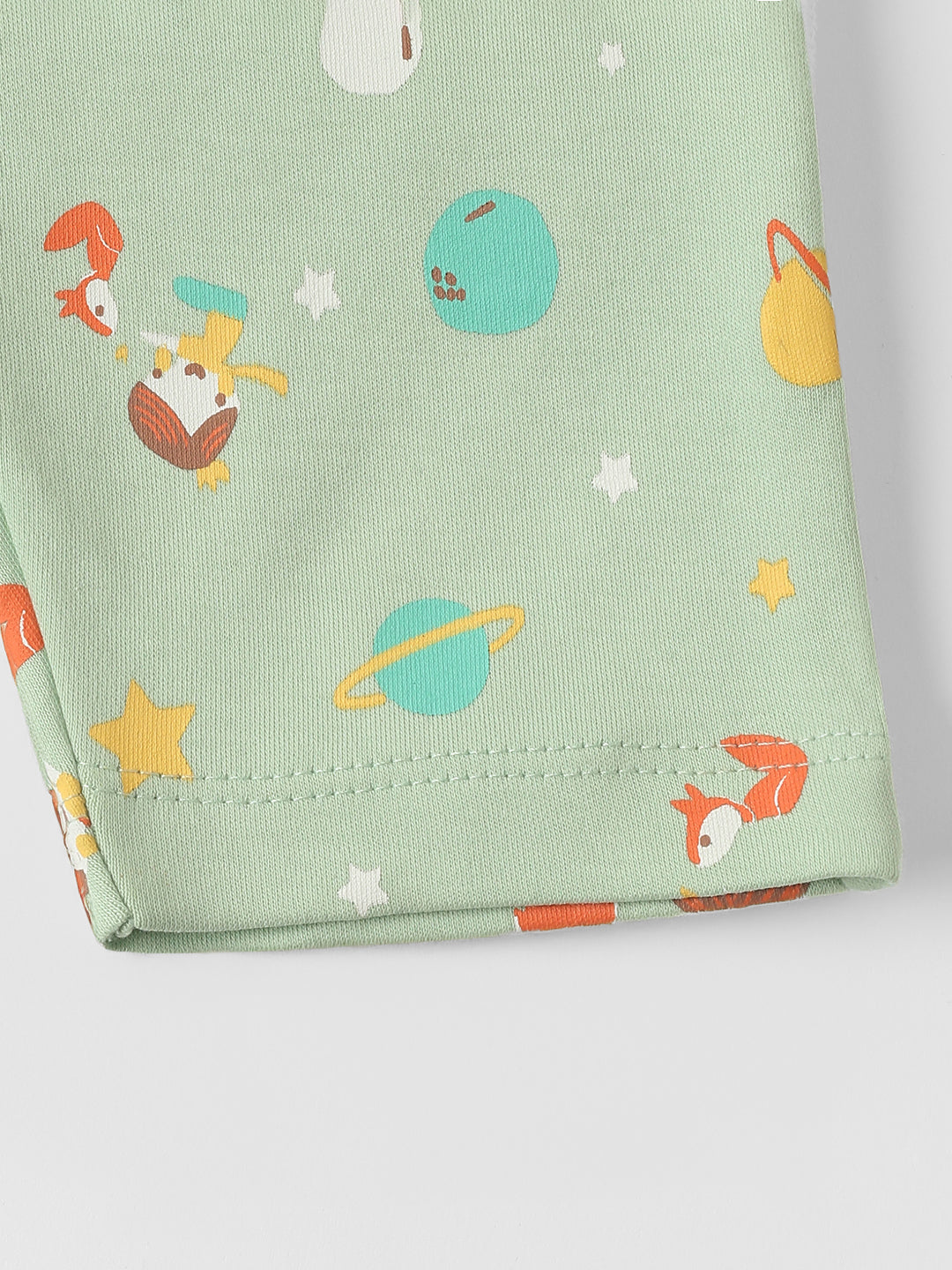 Nautinati Cotton Solid and Forest AOP Pack of 2 Pants Set for Baby Girls