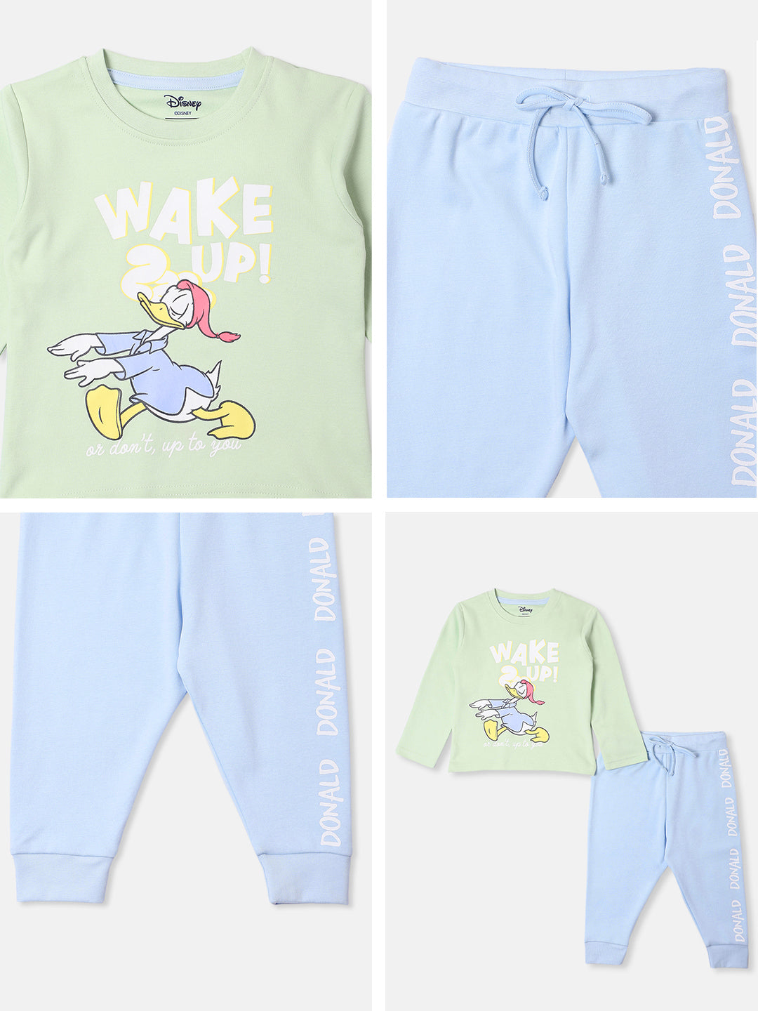 Nautinati Disney Donald Duck Baby Boys Casual T-shirt Track Pants (Green & Blue)