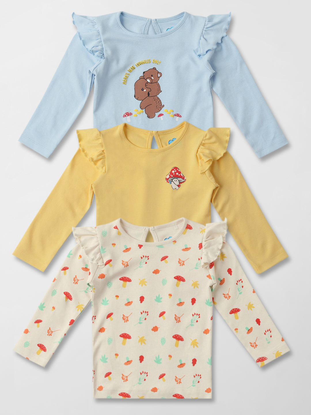 Nautinati Cotton AOP Printed T-shirt Pack of 3 for Infants