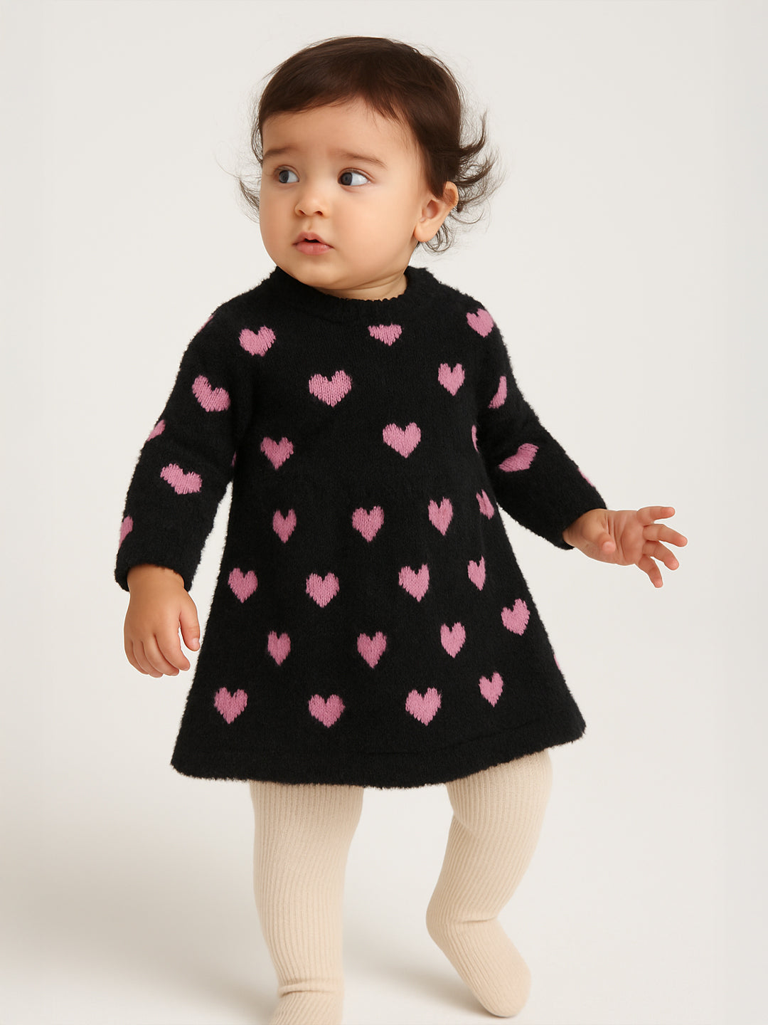 black and pink heart dress Geodesic Hearts Puff Sleeve Miami Dress