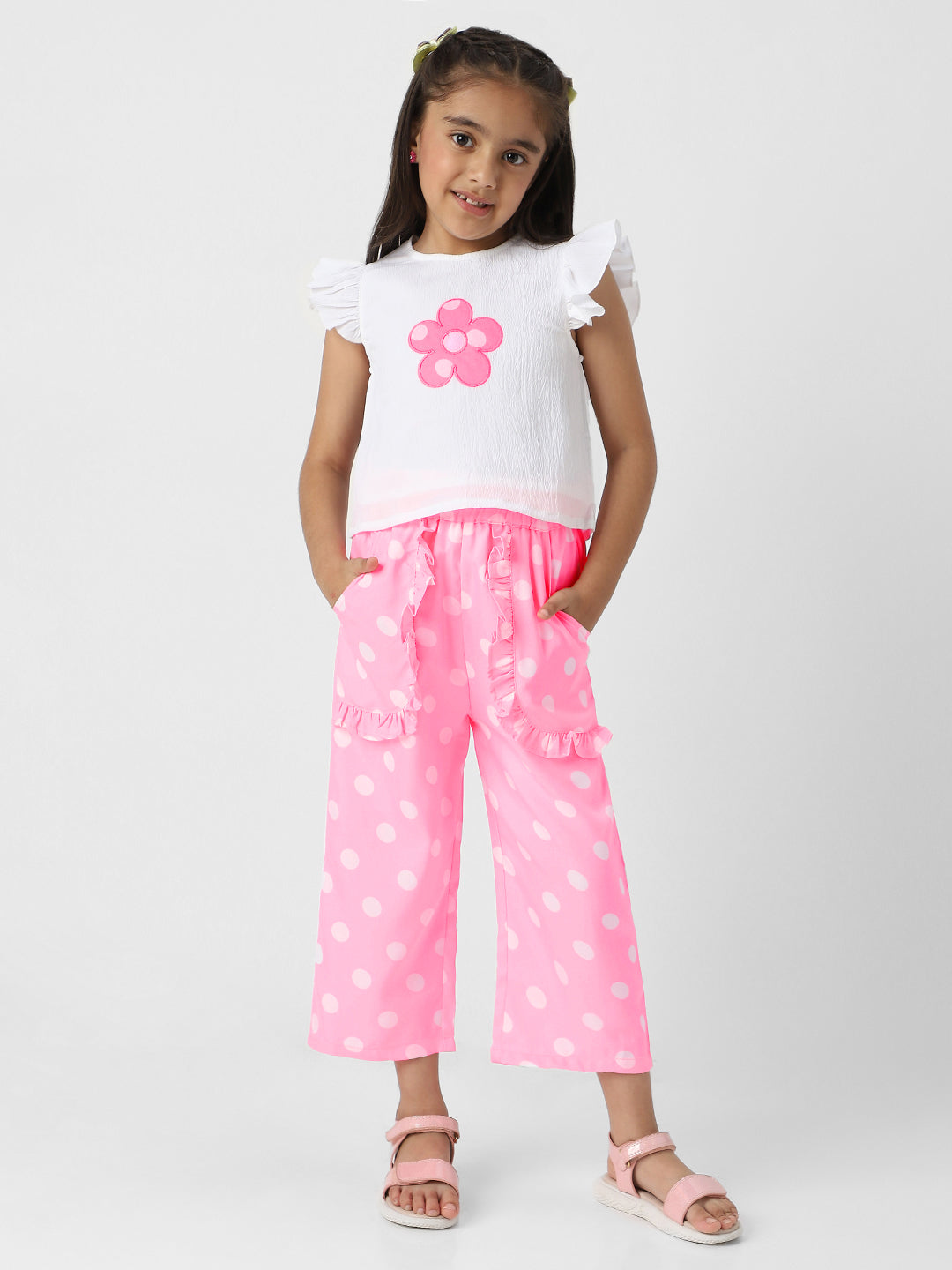 Nautinati Girls' Polka Print Combo Set of Top and Bottoms