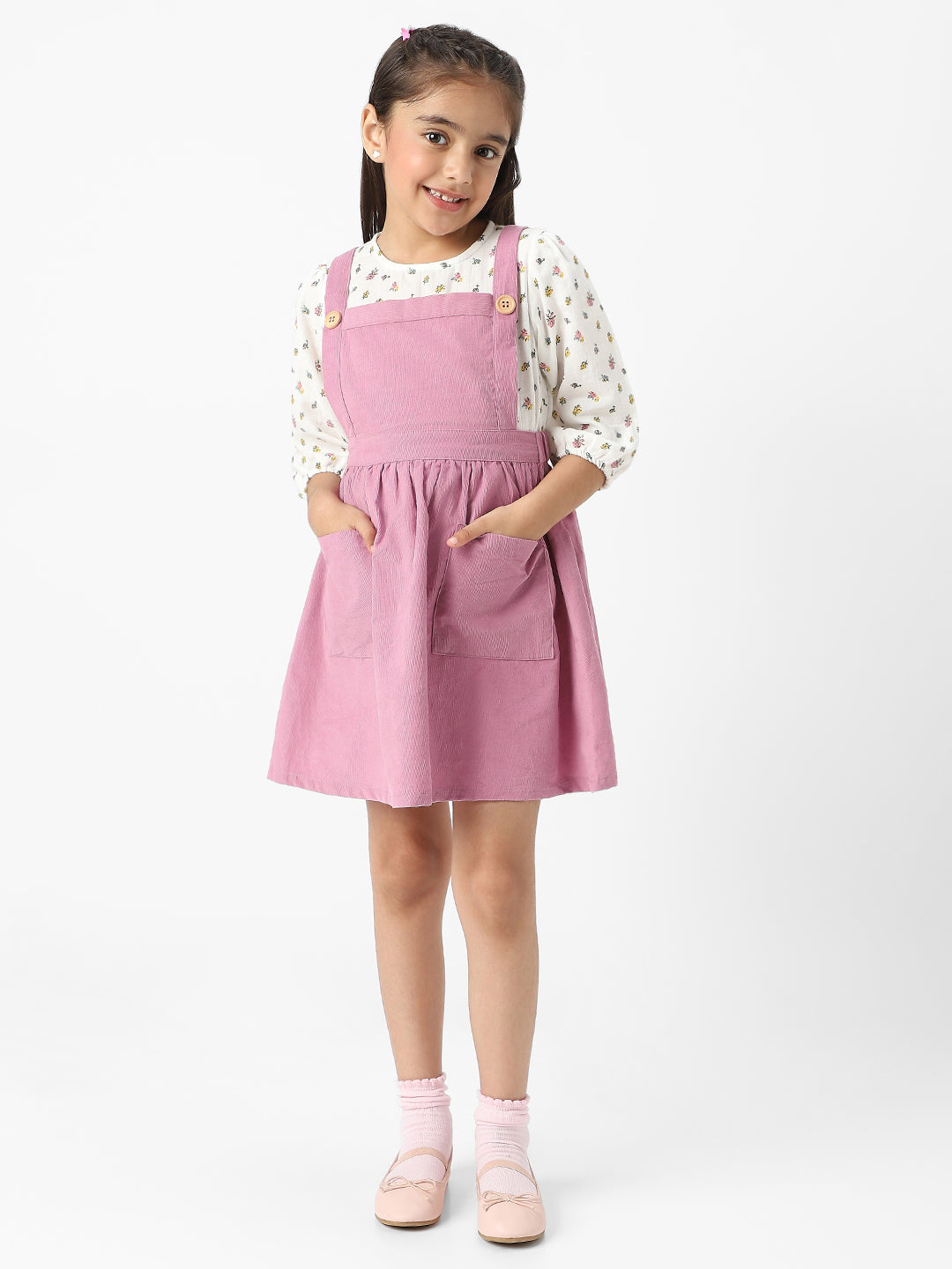 Nautinati Girls' Cotton Dungaree Set