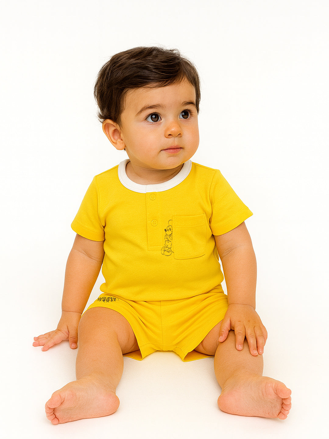 Nautinati Cotton Mickey Mouse T-shirt & Shorts Set for Boys