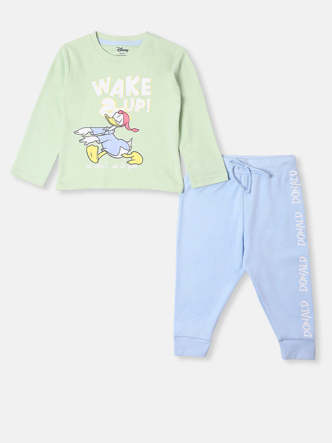 Nautinati Disney Donald Duck Baby Boys Casual T-shirt Track Pants (Green & Blue)
