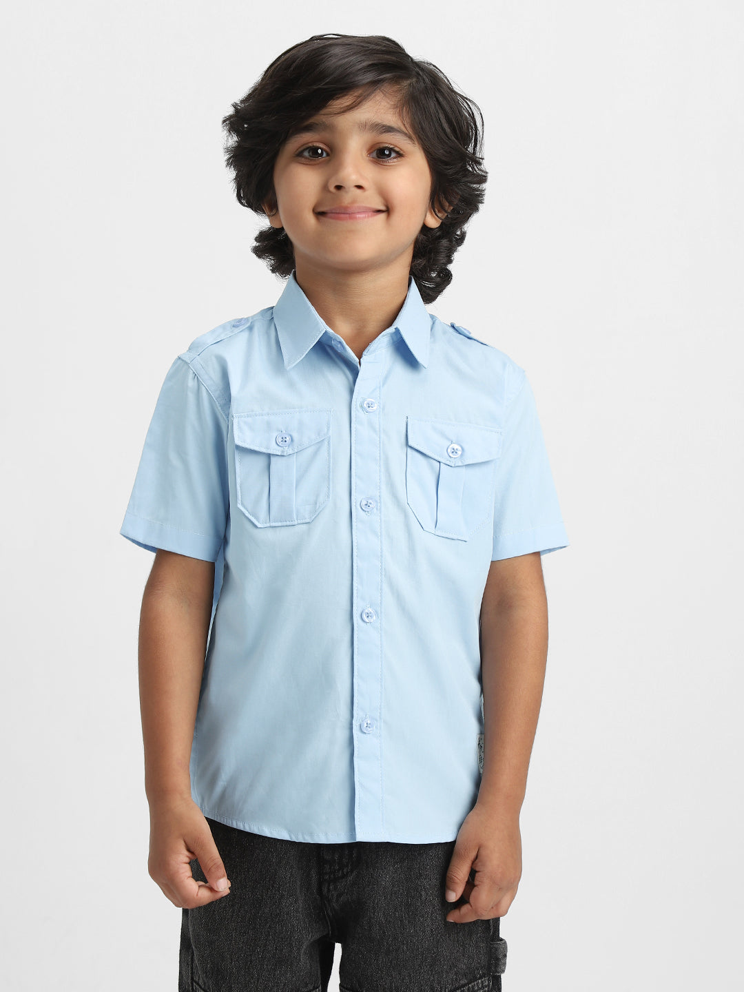 Nautinati Boys Cotton Shirt with 2 Front Pockets | Age 2 - 10 Years