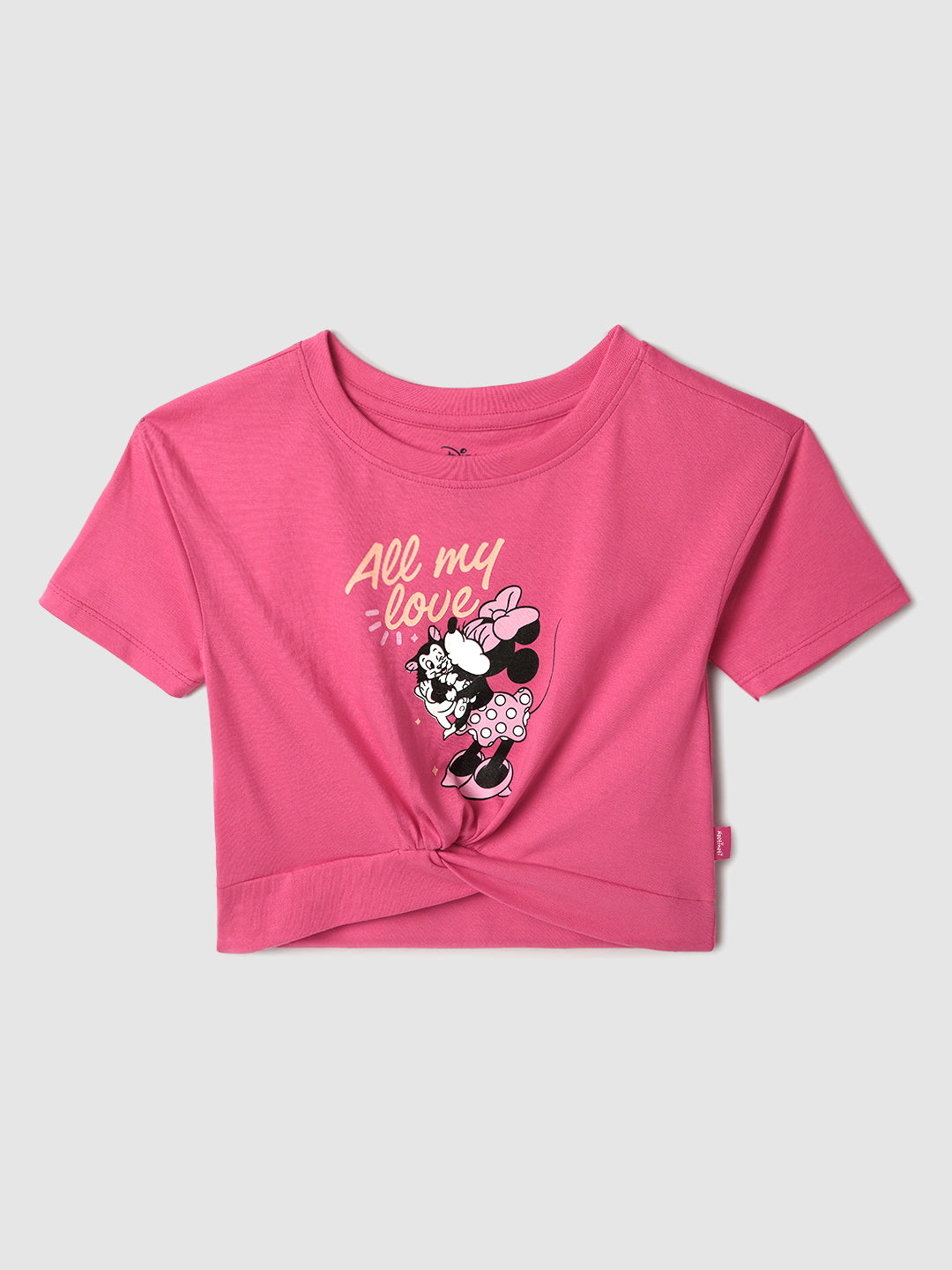 Nautinati Cotton Pink Mickey Mouse T-shirt for Girls