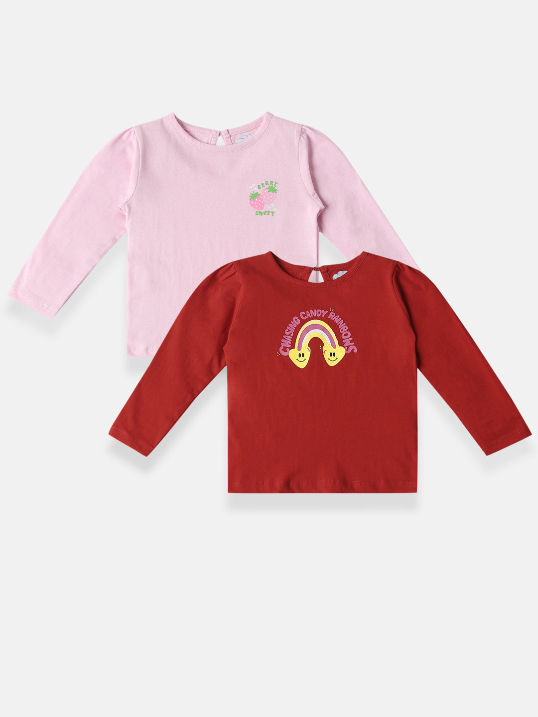 Nautinati Girls Cotton Printed Pack of 2 Top