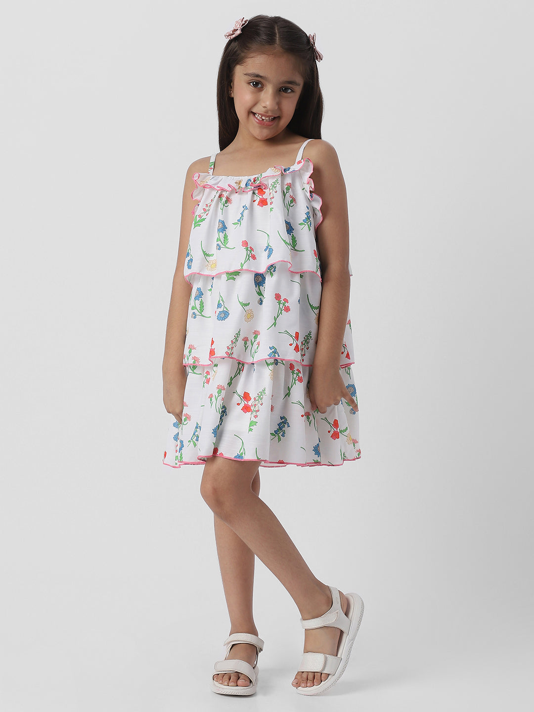 Nautinati Girls Floral AOP Tiered Frock