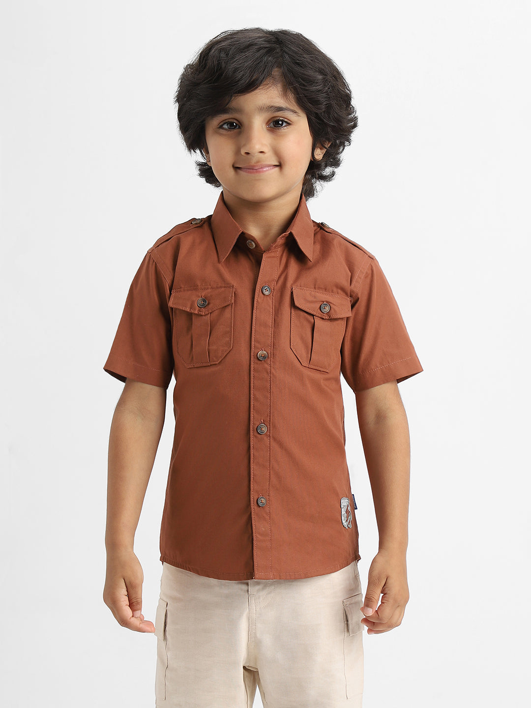 Nautinati Boys Cotton Shirt with 2 Front Pockets | Age 2 - 10 Years