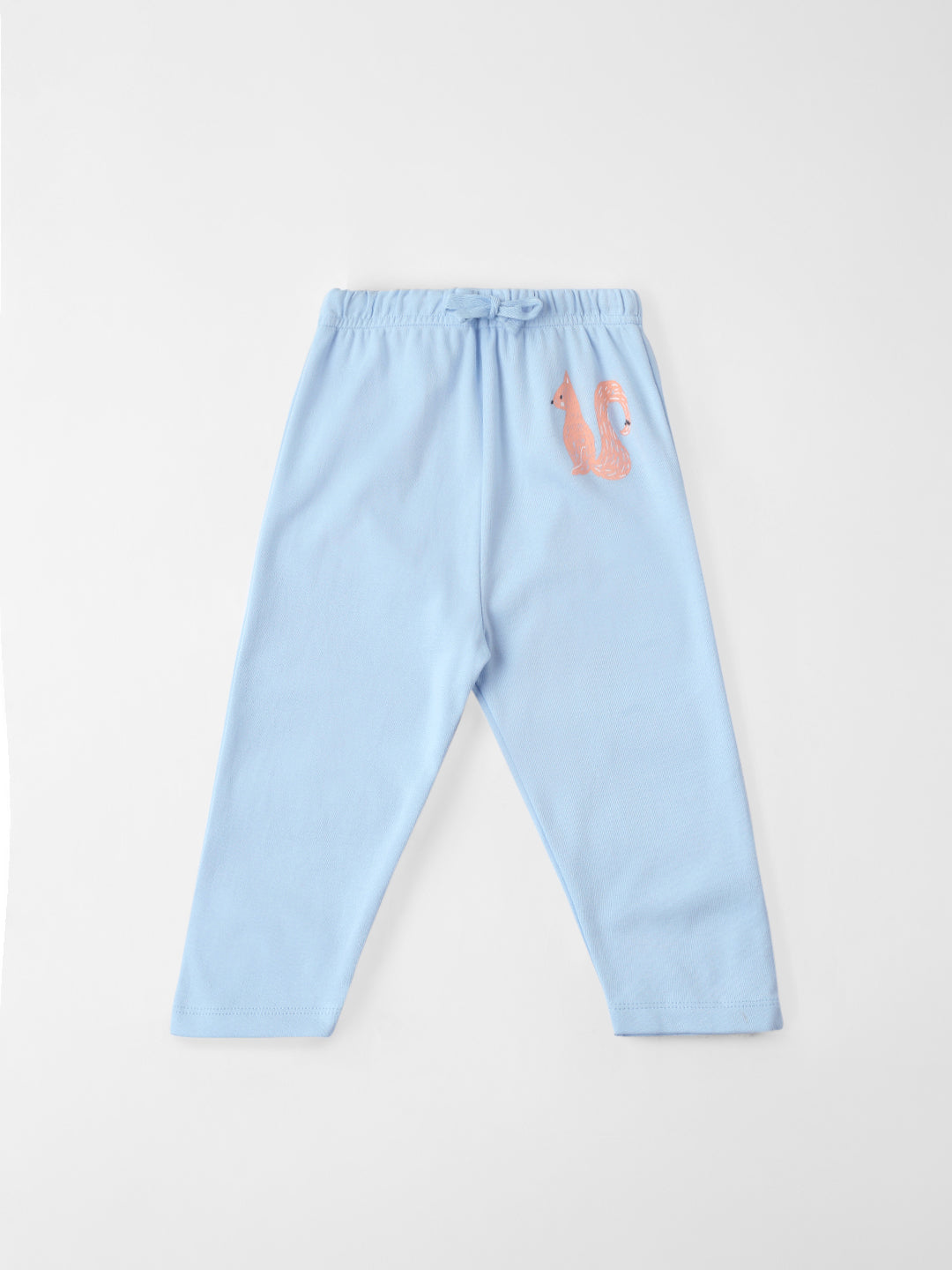 Nautinati Cotton Solid and Forest AOP Pack of 2 Pants Set for Baby Girls