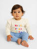 Nautinati White & Blue Typography Sweatshirt Set for Girls