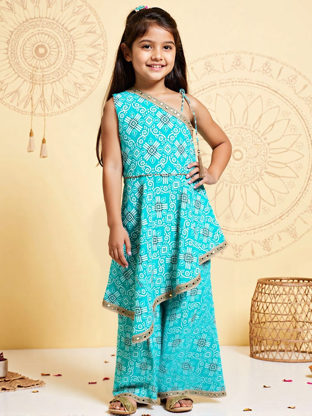Nautinati Girls' Cotton Ethnic Festive Set | Age 2-10 Years