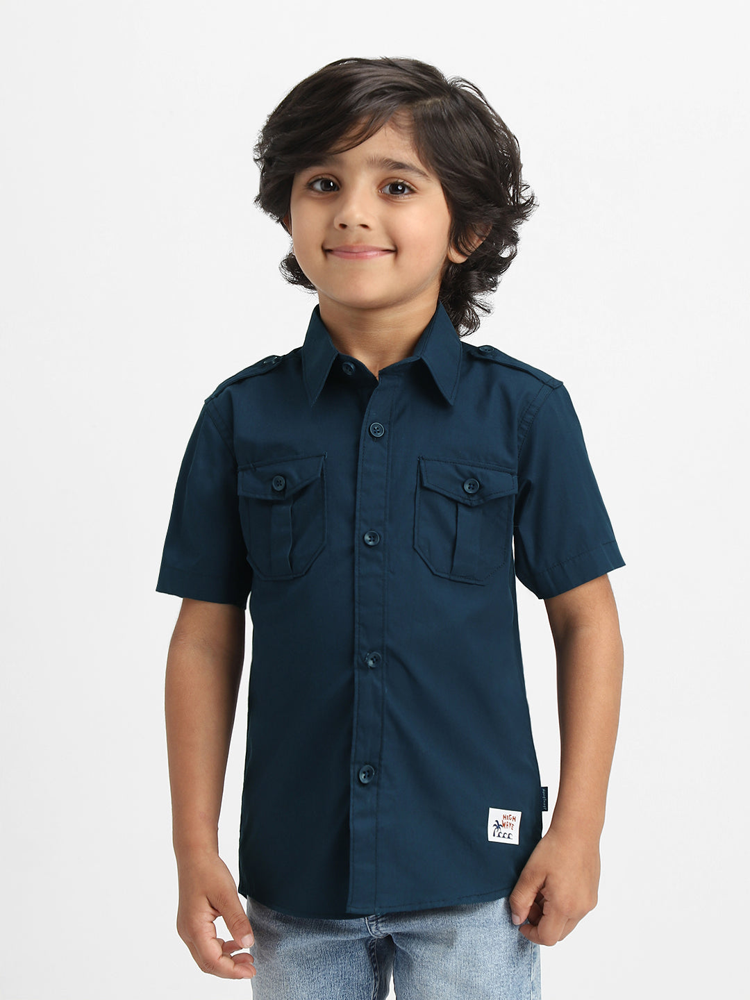 Nautinati Boys Cotton Shirt with 2 Front Pockets | Age 2 - 10 Years