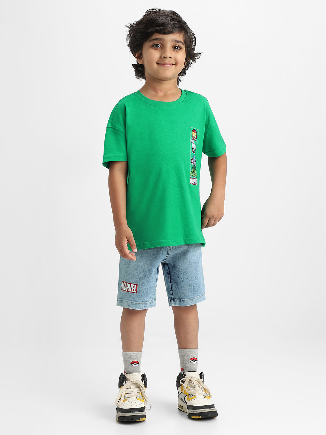 Nautinati Marvel T-shirt and Denim Shorts Set for Boys | Age 2 - 10 Years