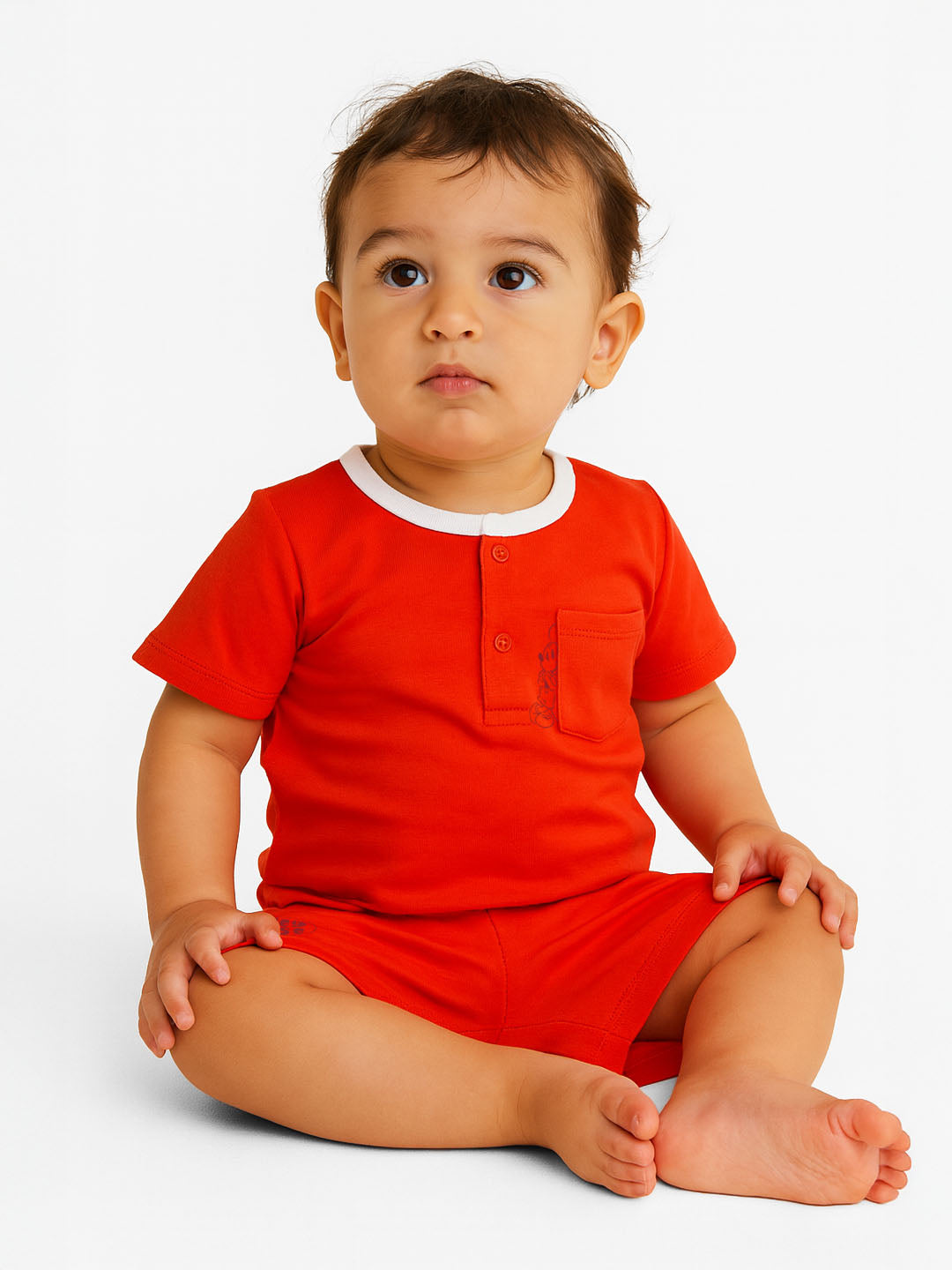 Nautinati  Cotton Mickey Mouse T-shirt & Shorts Set for Boys