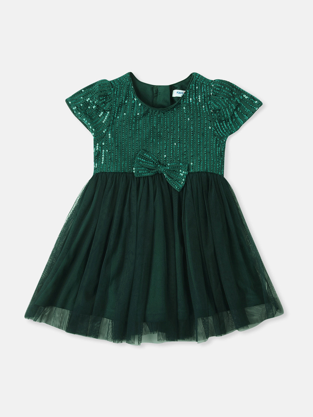 Nautinati Girls Sequin Party Dress with Sling Bag