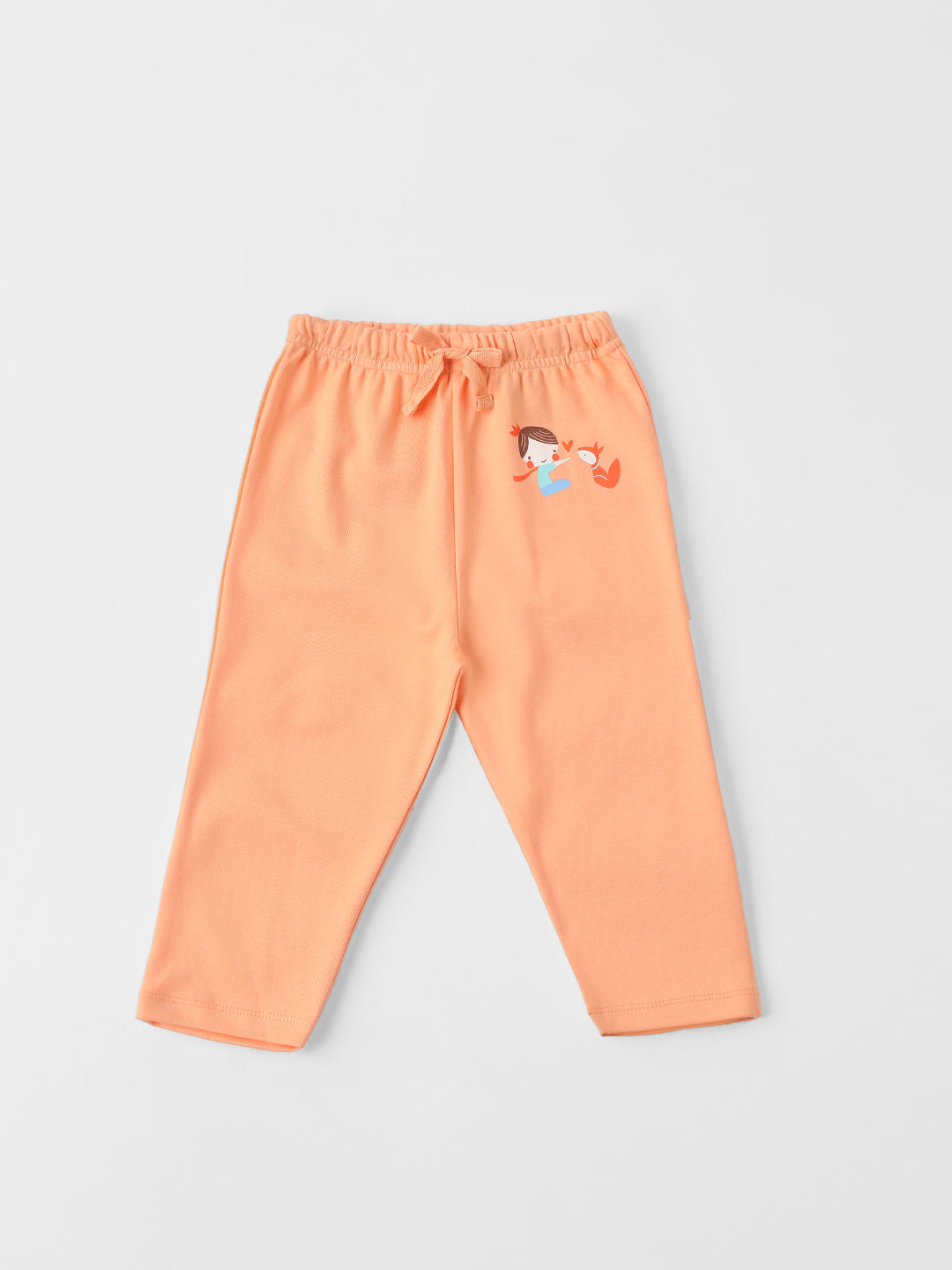Nautinati Cotton Solid and Forest AOP Pack of 2 Pants Set for Baby Girls