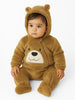 Nautinati Brown Bear Applique Hooded Fur Sleepsuit for Infant Boys