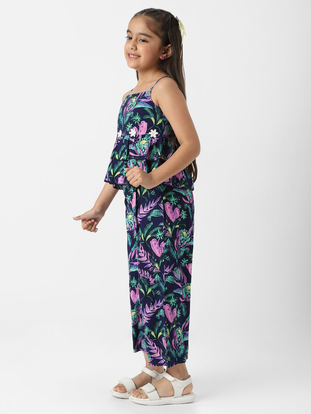 Nautinati Girls' Combo Set of Tiered Top and Bottoms