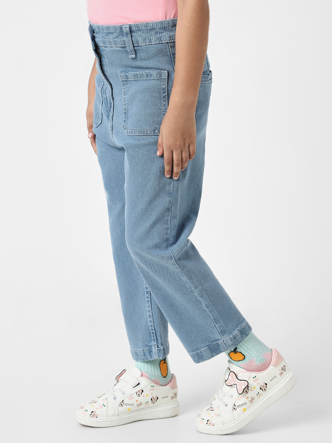 Nautinati Girls' Solid Classic Fit Cotton Denim Jeans