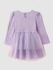 Nautinati Lavender Frozen Print Partywear Dress for Girls