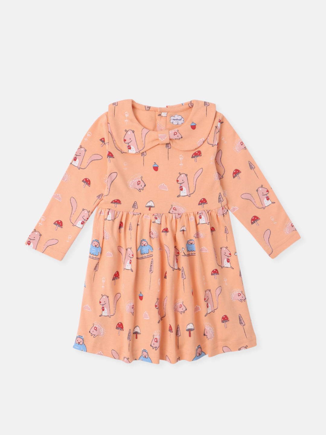 Nautinati Infants Cotton All Over Graphic Print Dress with Matching Headband
