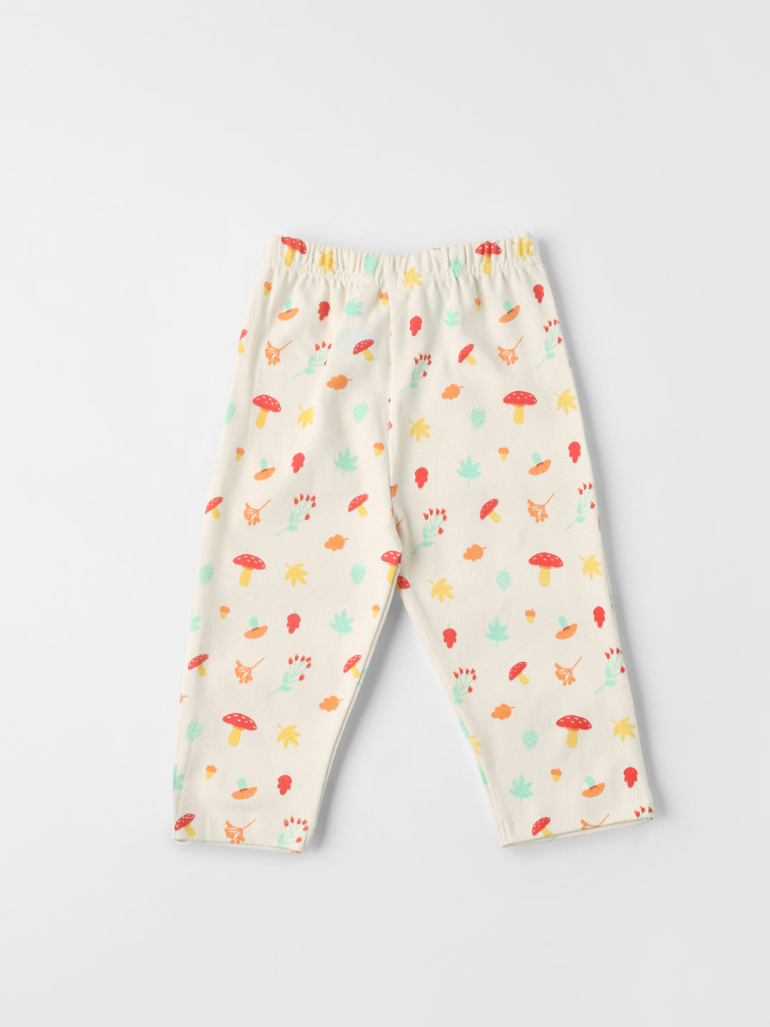 Nautinati Cotton Solid and Forest AOP Pack of 2 Pants Set for Baby Girls