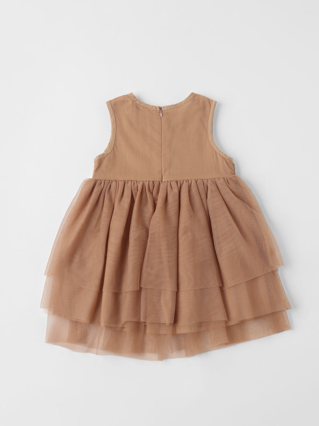 Nautinati Girls Mesh Sequins Party Wear Dress with Bow at Waistline