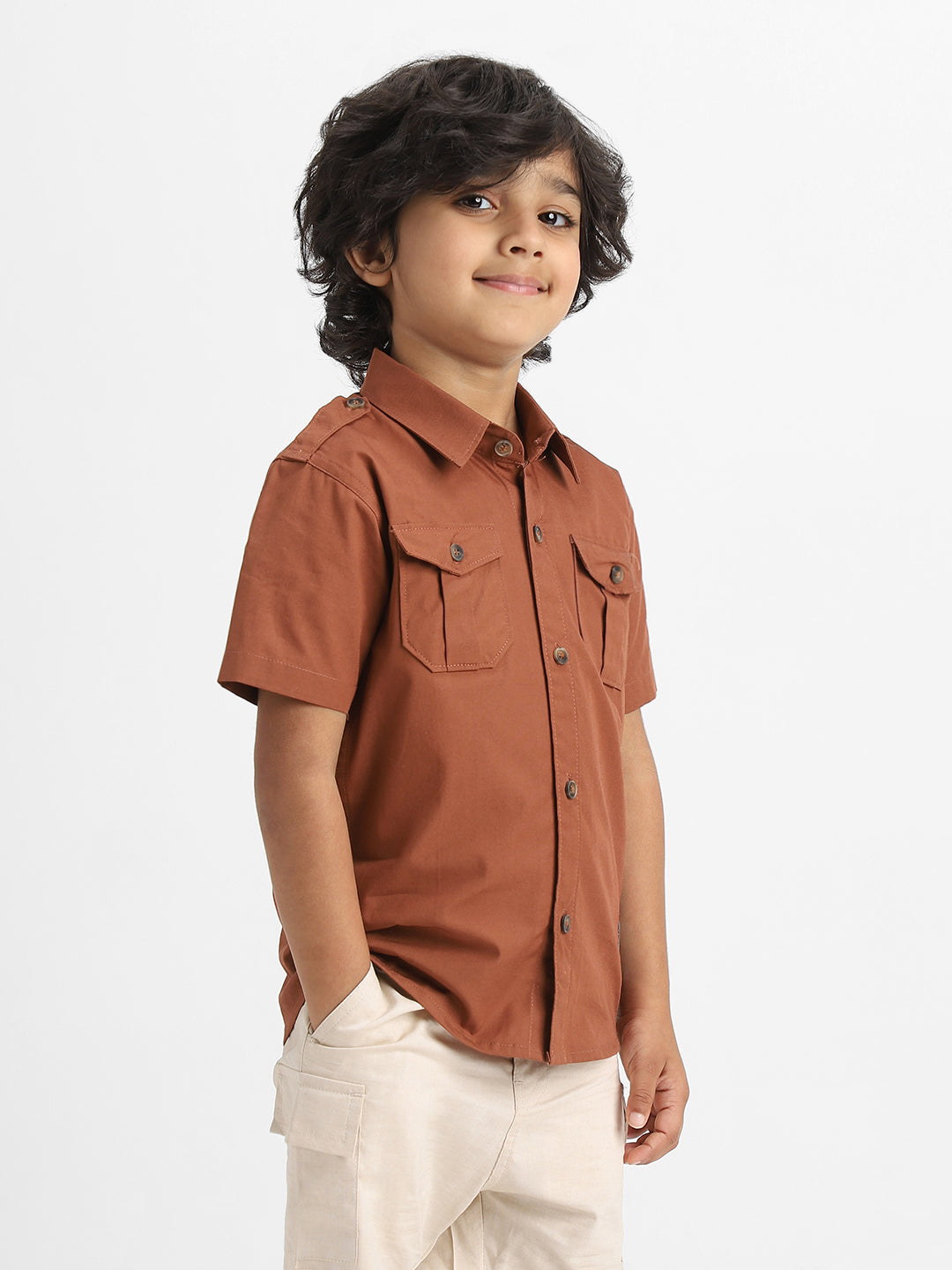 Nautinati Boys Cotton Shirt with 2 Front Pockets | Age 2 - 10 Years