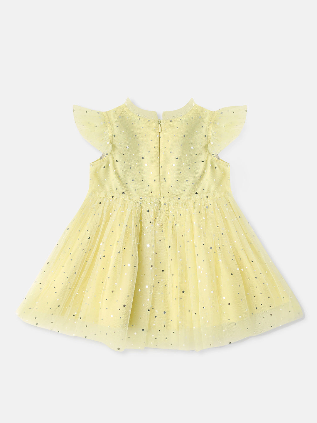Nautinati Girls Shimmery Party Frock With Ruffle Sleeves