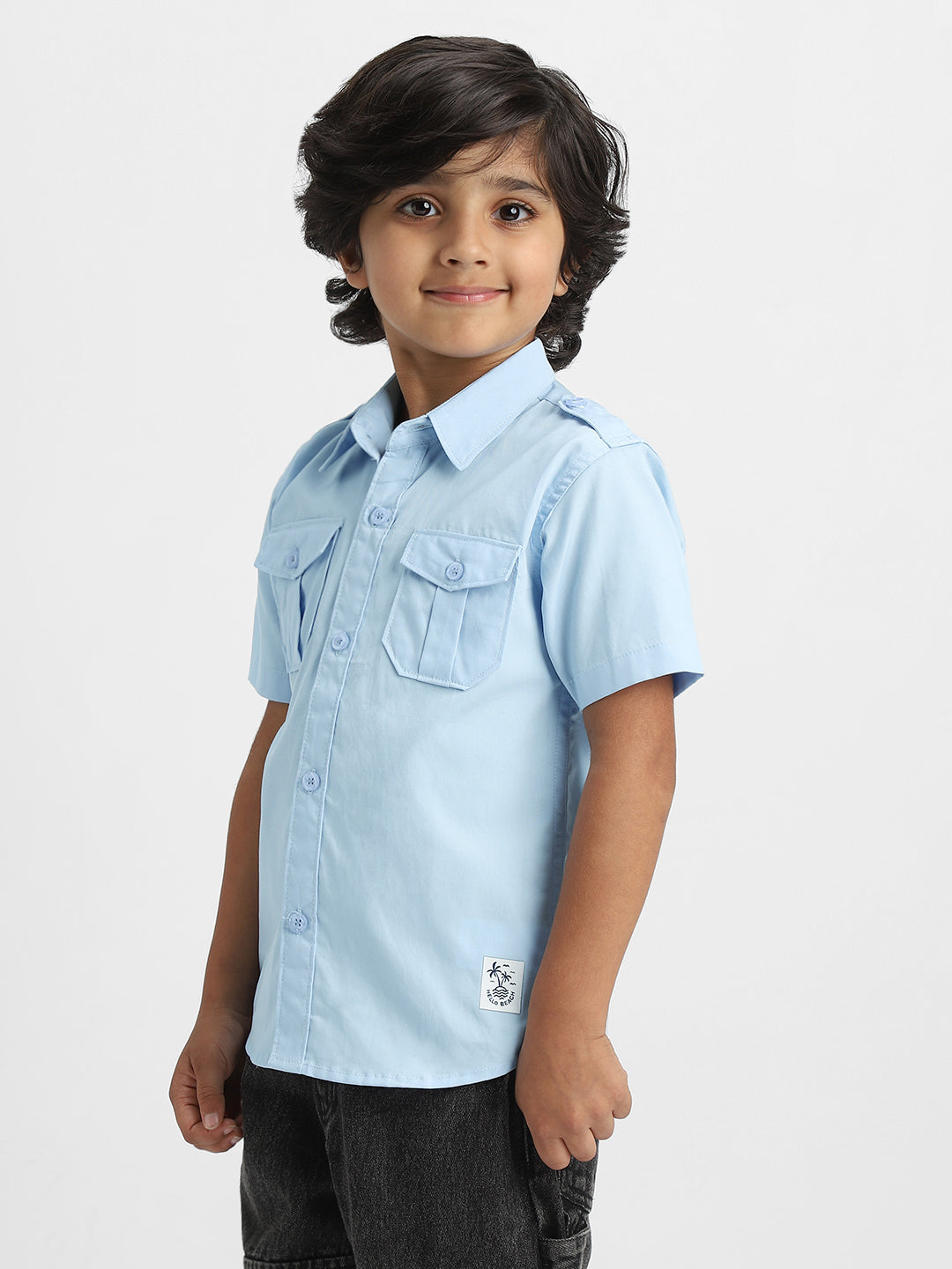 Nautinati Boys Cotton Shirt with 2 Front Pockets | Age 2 - 10 Years