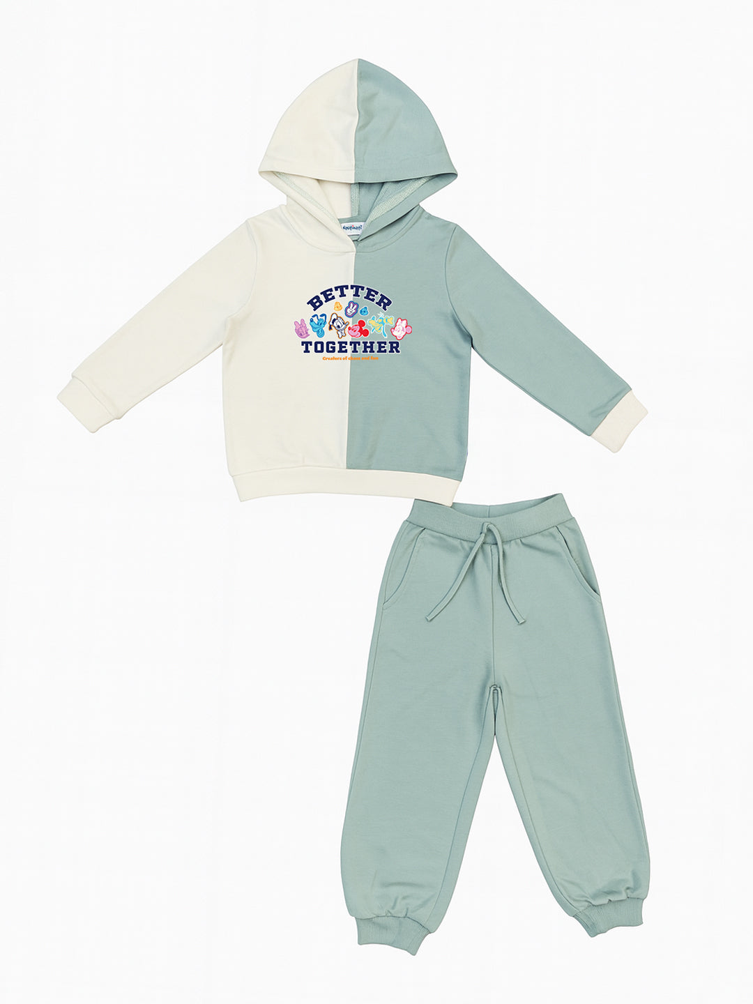 Nautinati White & Green Typography Sweatshirt Set for Boys