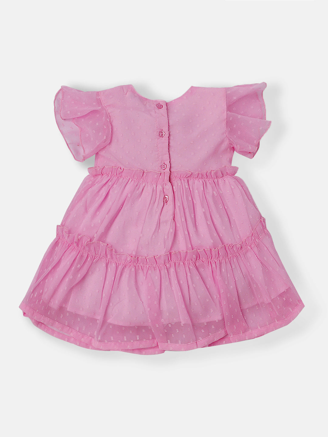 Nautinati Girls Swiss Dot Frock With Flutter Sleeves