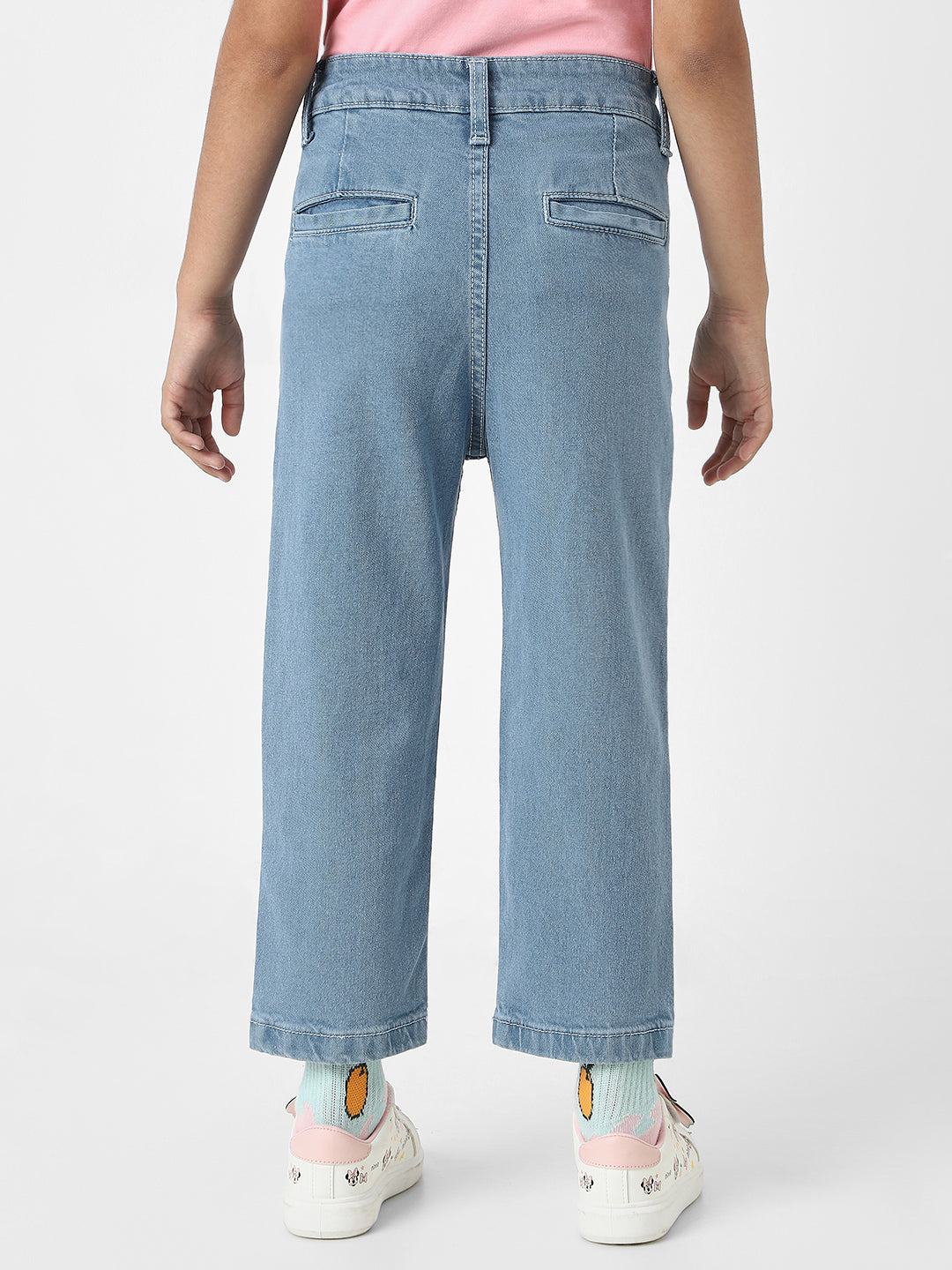 Nautinati Girls' Solid Classic Fit Cotton Denim Jeans