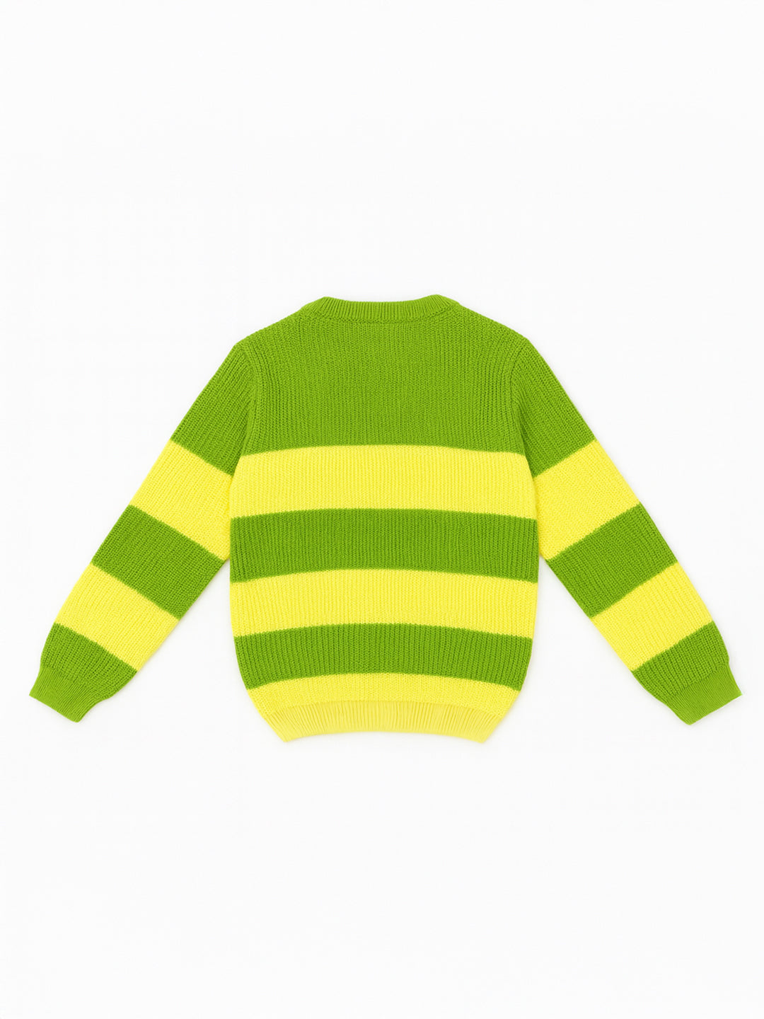 Nautinati Green and Yellow Striped Boys' Sweater for Boys