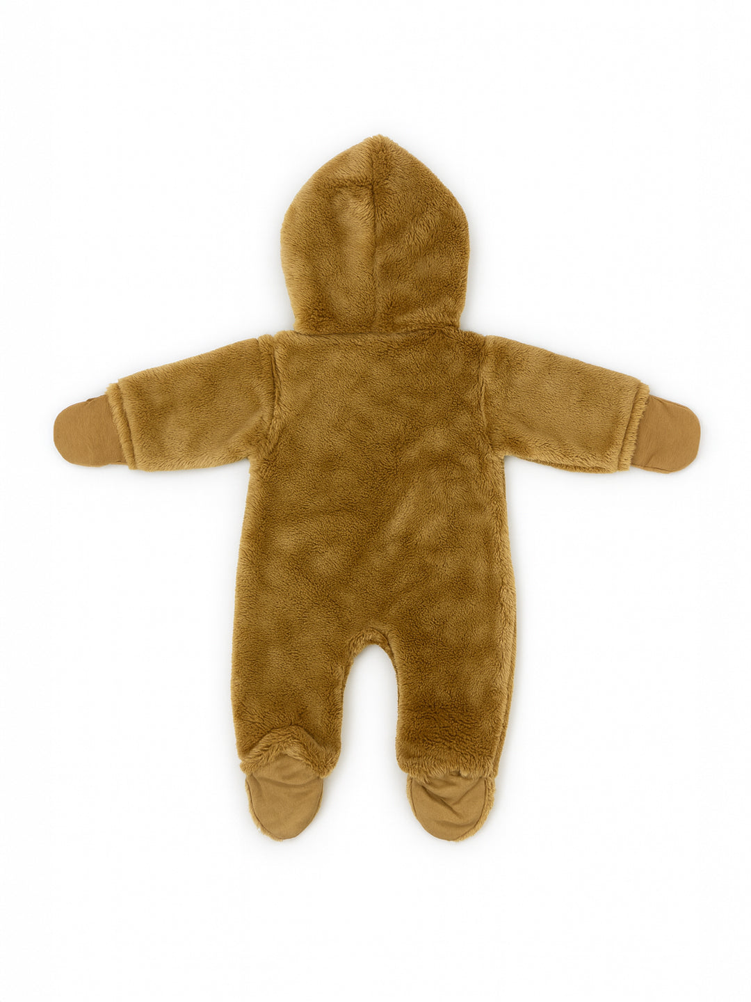 Nautinati Brown Bear Applique Hooded Fur Sleepsuit for Infant Boys
