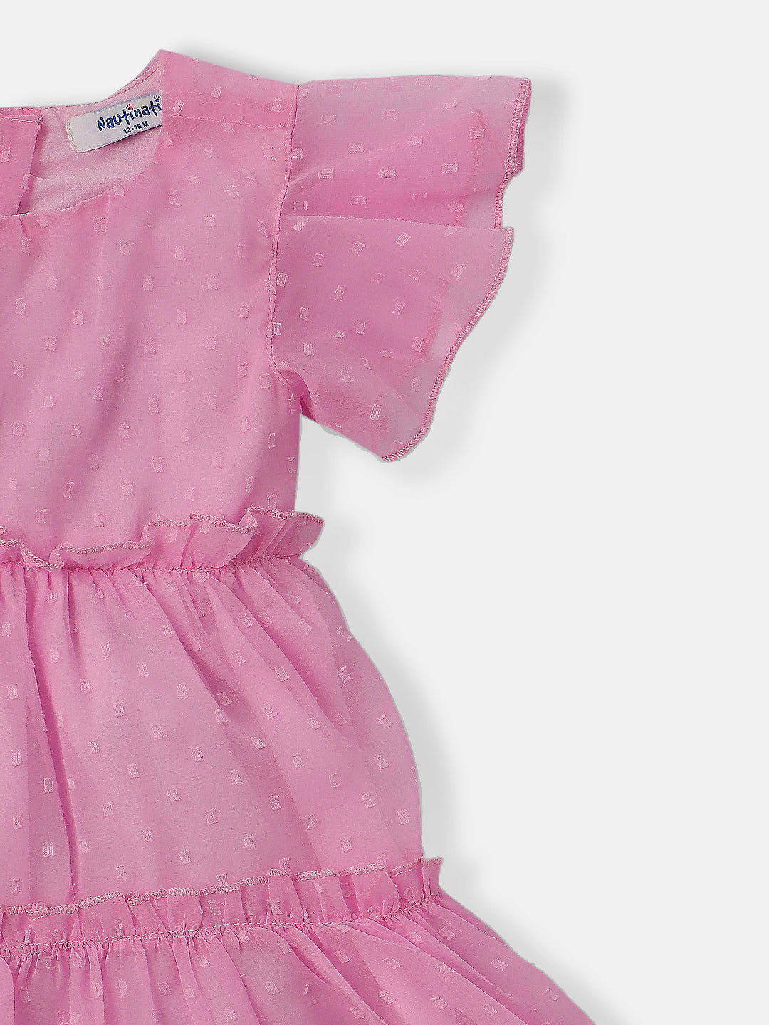 Nautinati Girls Swiss Dot Frock With Flutter Sleeves