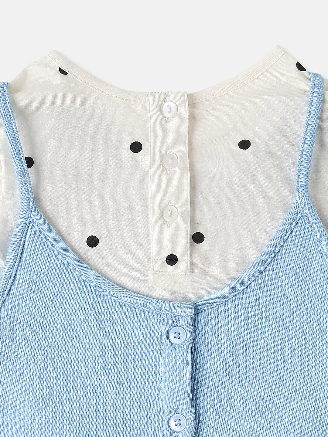 Nautinati Girls Slip Dress with Polka Print T-shirt