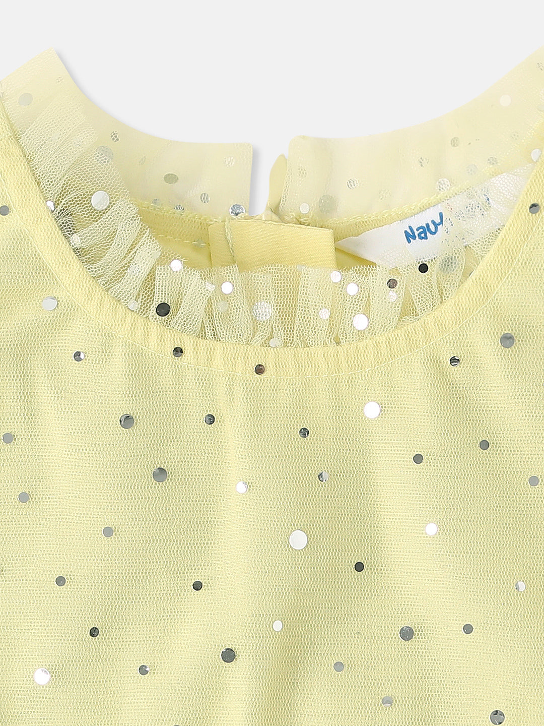 Nautinati Girls Shimmery Party Frock With Ruffle Sleeves