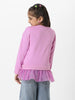 Nautinati Girls Heart Printed Round Neck Full Sleeves Sweatshirt With Frills