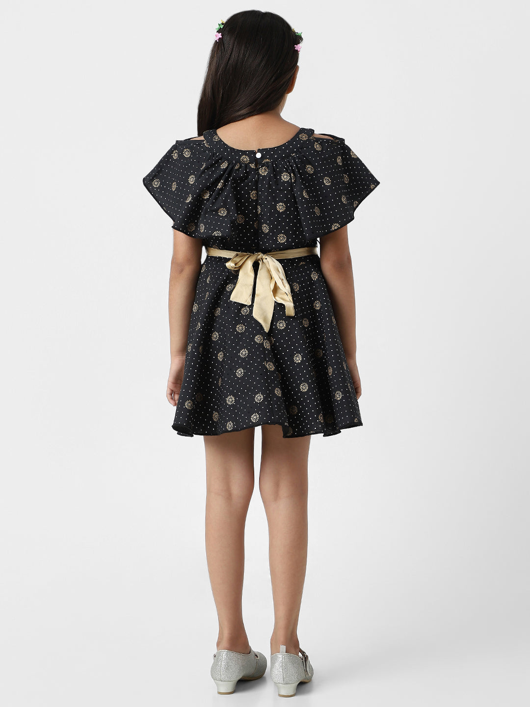 Nautinati Girls’ Printed Cotton Frock with Belt