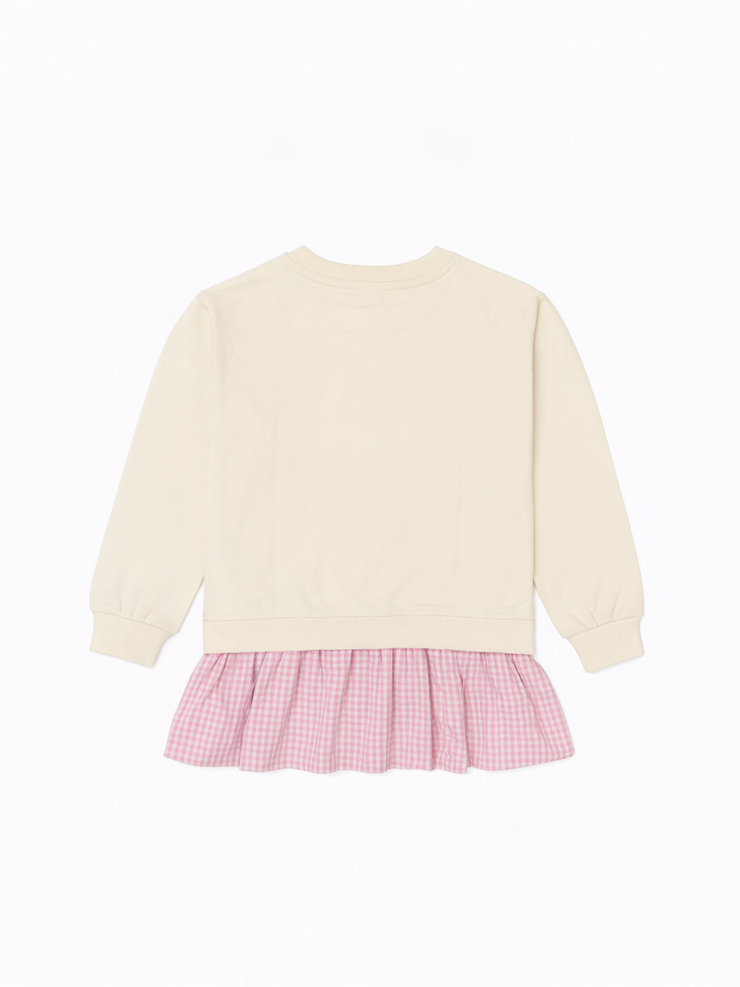 Nautinati Cream and Pink Minnie Mouse and Daisy Heart Print Sweatshirt for Girls