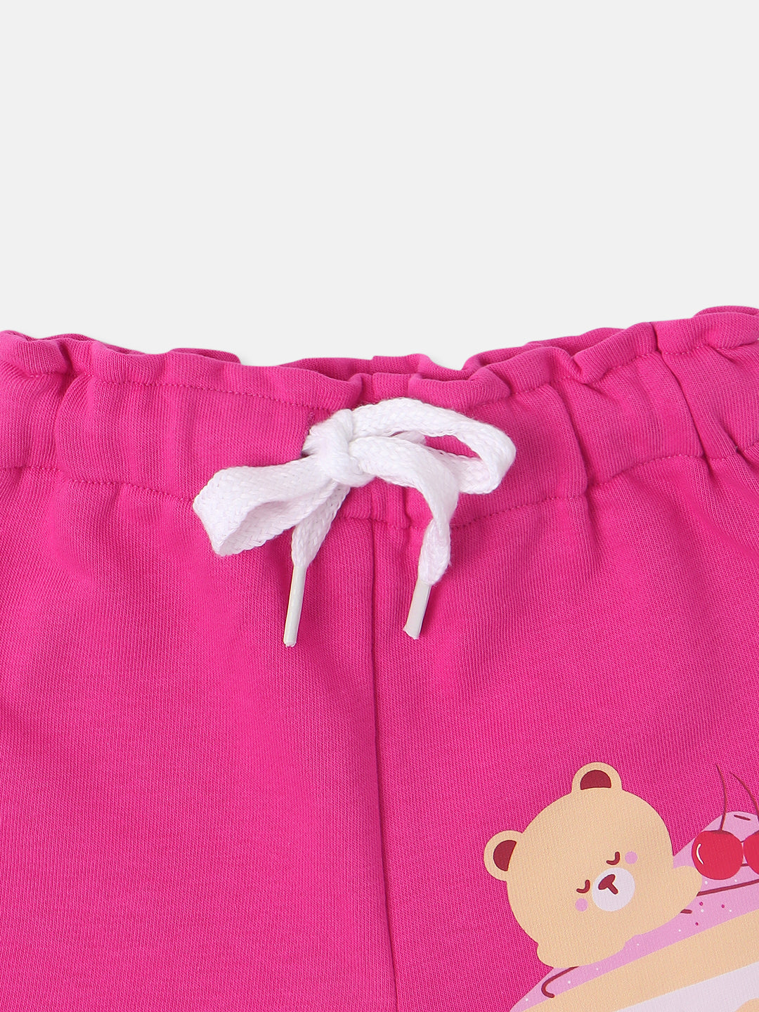 Nautinati Girls Terry Cotton Cake and Bear Printed Shorts