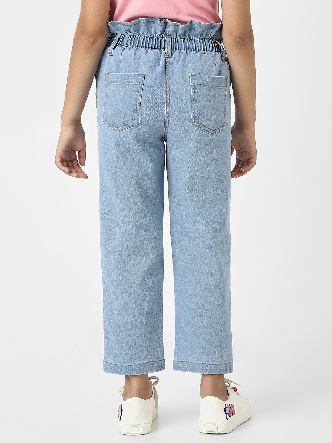 Nautinati Girls' Cotton Denim Distressed Jeans