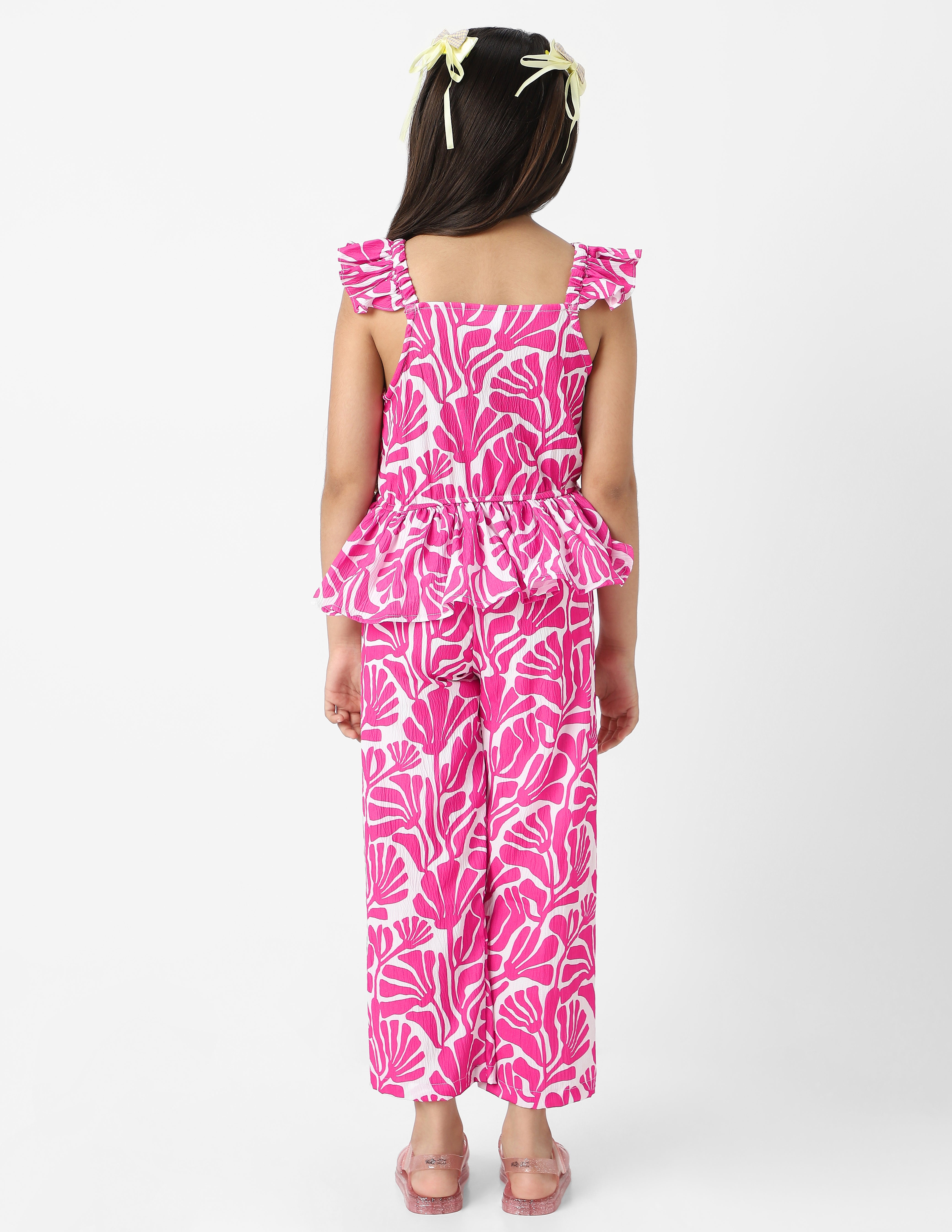 Nautinati Girls' Combo Set of Stylised Sleeves Top and Bottoms