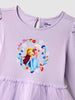 Nautinati Lavender Frozen Print Partywear Dress for Girls